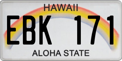 HI license plate EBK171