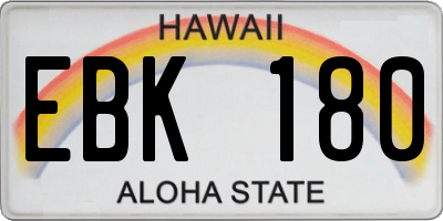 HI license plate EBK180