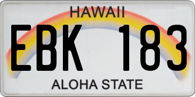 HI license plate EBK183