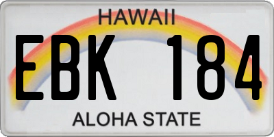 HI license plate EBK184