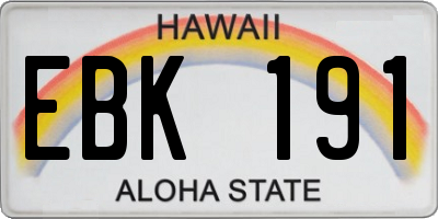 HI license plate EBK191
