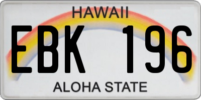HI license plate EBK196