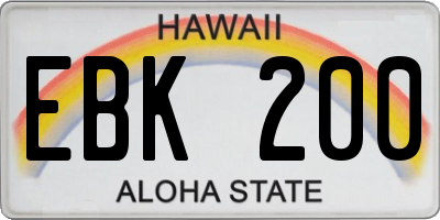 HI license plate EBK200