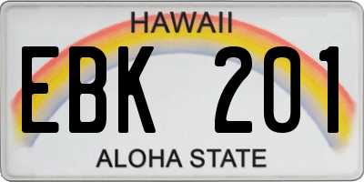 HI license plate EBK201