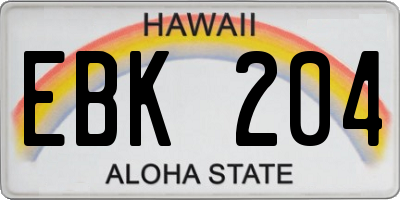 HI license plate EBK204