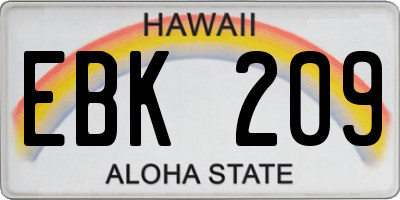 HI license plate EBK209