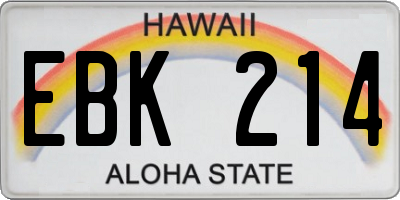 HI license plate EBK214