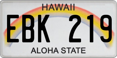 HI license plate EBK219