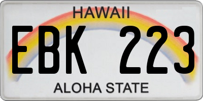 HI license plate EBK223