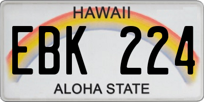 HI license plate EBK224