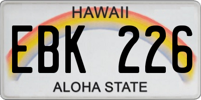 HI license plate EBK226