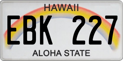 HI license plate EBK227