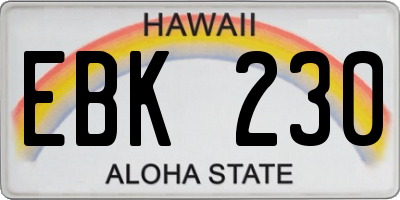 HI license plate EBK230