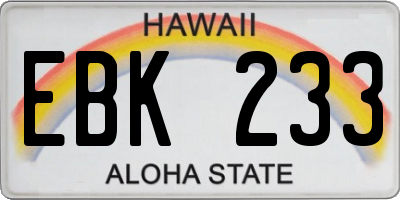 HI license plate EBK233