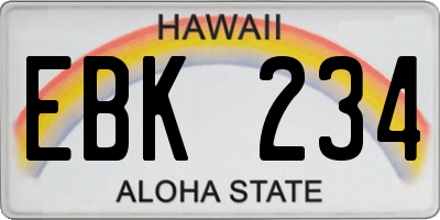 HI license plate EBK234