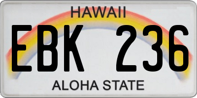 HI license plate EBK236