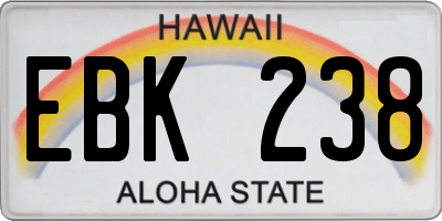 HI license plate EBK238