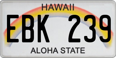 HI license plate EBK239