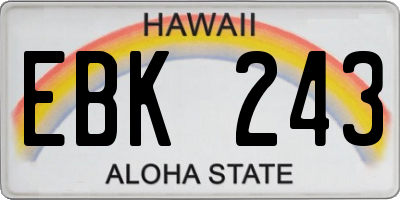 HI license plate EBK243