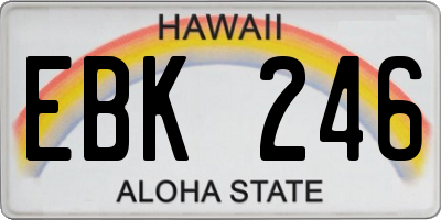 HI license plate EBK246