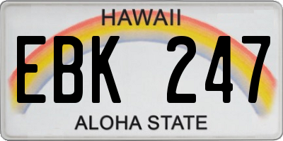 HI license plate EBK247