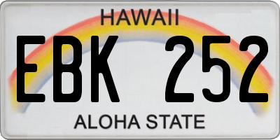 HI license plate EBK252