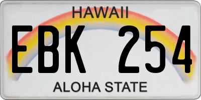 HI license plate EBK254