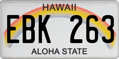 HI license plate EBK263