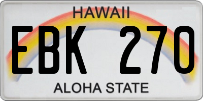 HI license plate EBK270