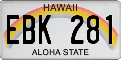 HI license plate EBK281