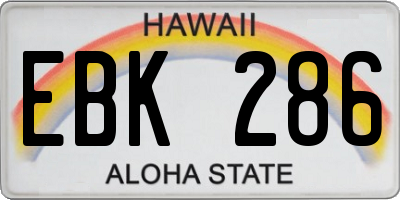 HI license plate EBK286