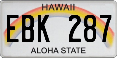 HI license plate EBK287