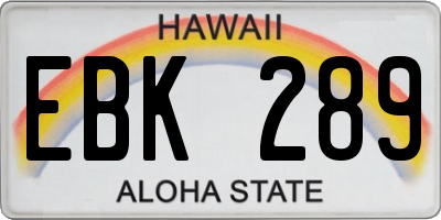 HI license plate EBK289