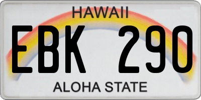HI license plate EBK290