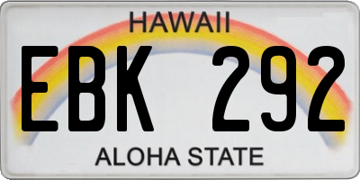HI license plate EBK292
