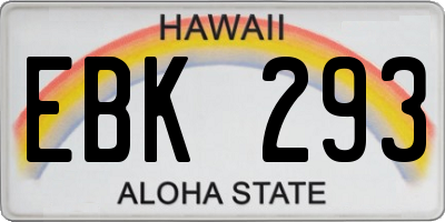 HI license plate EBK293