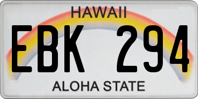 HI license plate EBK294