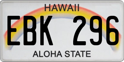 HI license plate EBK296