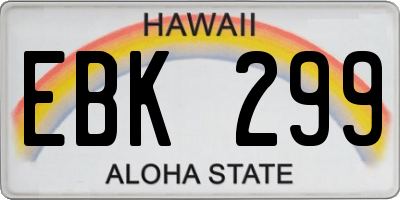 HI license plate EBK299