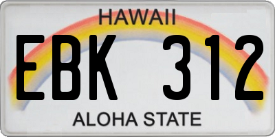 HI license plate EBK312