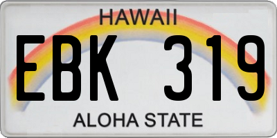 HI license plate EBK319