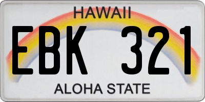 HI license plate EBK321