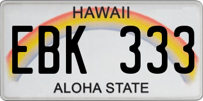 HI license plate EBK333