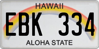 HI license plate EBK334