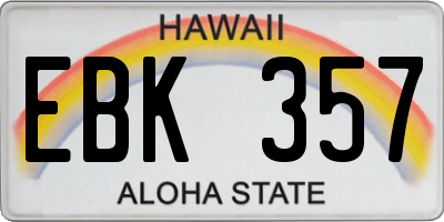 HI license plate EBK357