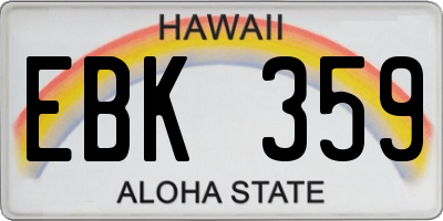 HI license plate EBK359