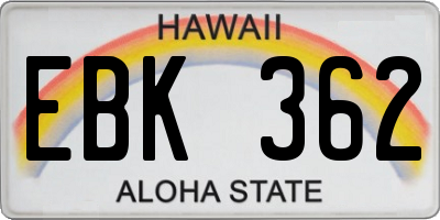 HI license plate EBK362