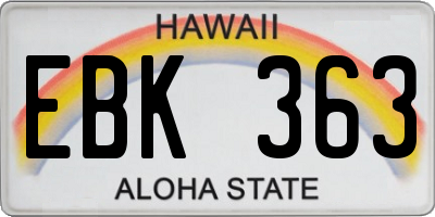HI license plate EBK363