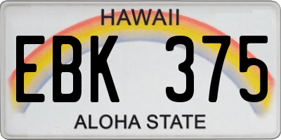 HI license plate EBK375