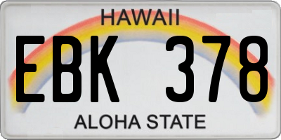HI license plate EBK378